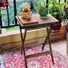 Mesa e Cadeiras de Varanda para Apartamentos Pequenos Mini Moderno Simples Mesa de Chá de Madeira Maciça Combinação de Três Peças Mesa Redonda Mesa de Café de Lazer
