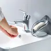 Caja de Jabón Transparente con Forma de Hoja Creativa, Soporte de Jabón con Ventosa y Drenaje para Lavabo, Caja de Jabón, Envío Transfronterizo