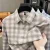 Camisa a cuadros de manga larga para hombre, directo de fábrica, para primavera y otoño, estilo casual de negocios, con cuello de solapa, elástica, resistente a las arrugas, top versátil