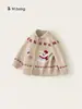 Roupas Infantis Youbao Casaco Infantil Vintage Fair Isle Suéter Cardigan Jacquard para Meninas Suéter de Tricô de Urso para Meninos