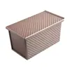 Caixa para Torradeira Dourada Ondulada Retangular com Tampa Caixa para Torradeira de Pão Molde Ferramenta de Assar