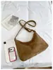 Bolso bandolera de hombro grande de gamuza azul suave, simple y casual, para mujer, nuevo y moderno, versátil, para el día a día
