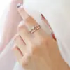 Anillo de plata de ley S925 de doble capa con estrella, anillo abierto simple japonés y coreano con incrustaciones de diamantes, anillo ajustable, joyería artística