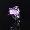 Joia Zhuang Shengsheng Fundo de Cobre Banhado a Ouro Diamante de Alto Carbono Flor de Gelo Diamante Quadrado Conjunto de Cobre Anel de Temperamento Retrô Feminino 12*16
