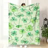 Amazon Tk Best-Seller Transfronterizo Simple Verde Artístico Manta de Siesta Manta de Franela Trébol de la Suerte Funda de Manta