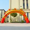 Nuevo Arco Inflable de Dragón de Columna Joyería Celebración de Apertura Dorada Doble Dragón Inflable Boda Arco Inflable de Puerta Arcoíris