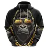 Sudadera con capucha informal para hombre, diseño de Gorila de Moda Personalizado, Impresión 3D, Nueva, Venta Directa de Fábrica, Suministro Transfronterizo