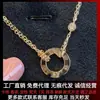 Pingente de Moeda Redonda Grande Totalmente Cravejado Clássico Colar de Diamante Único Parafuso Anel Duplo Ufo Colar Corrente para Clavícula Feminina Transfronteiriço