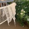 Cachecol Triangular de Renda Estilo Similar de Zhao Lusi Faixa de Cabelo Vazada de Crochê Estilo Pastoral de Garota Coreana Foto de Viagem Lenço de Cabeça Feminino