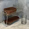 Estante de Almacenamiento para Lavabo Caja de Almacenamiento de Escritorio Drenaje de Acero Inoxidable Cesta de Almacenamiento para Cosméticos Baño Baño Inodoro