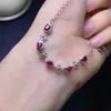 Pulsera de Rubí Natural con Hermosos Colores, Cada Piedra es una Pieza de Calidad Premium, Finamente Elaborada con Plata S925 e Incrustada con una Piedra Principal de 3*4mm