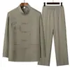 Traje Tang Bordado Estilo Chino de Verano para Hombres, de Mediana Edad y Mayores, Atuendo de Papá, Ropa de Abuelo, Traje Casual de Manga Larga, Hanfu