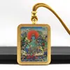 Tangka de Acero de Titanio Dorado Pintado a Mano Parcial, Tara Verde, Tara Blanca, Buda de la Medicina Tangka, Amuleto de Buda Portátil, Productos Culturales y Creativos de Templos