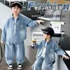 Traje de Mezclilla de Primavera para Niños Estilo Coreano Elegante Nueva Camisa Chaqueta de Primavera y Otoño 2026 para Niños Pequeños