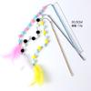 Nuevos pompones de color acrílico a juego, palo divertido para gatos con plumas, suministros para mascotas transfronterizos, juguetes divertidos para gatos al por mayor