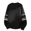 Suéter Retro Jacquard de Cuello Redondo para Hombre Otoño Invierno Capa Base Engrosada Holgado Bloque de Color Manga Larga Tejido Prendas de Punto Suéter Casual Lana