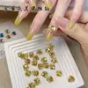Decoraciones Octagonales Doradas Apiladas con Pedrería para Uñas, Bolas de Pedrería Apiladas Pequeñas Super Brillantes tipo Cubo de Azúcar para Accesorios de Decoración de Uñas de Otoño e Invierno