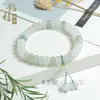 Jade Natural de Tianshan Atacado do Fabricante, Pulseira de Jade Seda Dourada Flor de Lírio Abóbora, Pulseira Simples de Contas de Ábaco, Fornecimento em Estoque