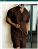 Conjunto de Camisa Casual Confortável Masculino Plus Size de Verão, Conjunto de Camisa Estampada para Exterior Moderno e Único