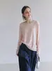 Suéter tejido de punto rosa con diseño suave y cuello redondo para mujer, nuevo estilo primavera-verano, sensación casual y relajada, protector solar, versátil y ligero