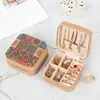 Caja de Joyería Impresa con Patrón de Corteza Transfronteriza, Caja de Almacenamiento Portátil para Viajes para Anillos, Pendientes y Aretes, Organizador de Joyería de Alta Gama para Mujeres
