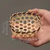 Mini cesta tejida de bambú, cesta de frutas tejida artesanalmente creativa, cesta de almacenamiento para el hogar, pala para verduras, cesta para lavar arroz