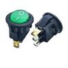 KCD11 Interruptor tipo barco verde con luz, de 3 patas y 2 velocidades, con orificio inferior redondo superior, interruptor basculante de 15 mm, interruptor redondo