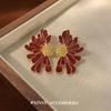Pendientes de gota de aceite con flores retro de color 2024, nuevos pendientes de moda de nicho con diseño de personalidad y temperamento de otoño e invierno.