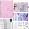 Carpeta A6 Transfronteriza Libro de Presupuesto Cuaderno de Mármol Carpeta de Cuero PU Tarjeta de Presupuesto en Efectivo Libro Mayor de Mano