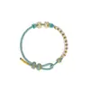 Pulsera Ajustable Hecha a Mano DIY de Hilo Rojo con Cuentas de Flor de Durazno y Lirio del Valle, Lista para Usar