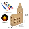 Casa de Cartón Hecha a Mano para Niños DIY Creación Ecológica de Cartón Cabaña Modelo de Ensamblaje de Caja de Papel Paquete de Materiales de Casa de Papel para Jardín de Infancia
