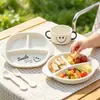 Prato de Jantar Infantil com Rosto Sorridente Simples para Bebê prato de bebê prato de jantar para bebê louça compartimentada grau alimentício prato à prova de queda