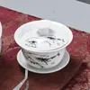 Tigela com tampa de peixe azul e branca xícara de chá tigela de chá tamanho grande conjunto de chá porcelana Jingdezhen tigela de chá para infusão cerâmica porcelana branca tigela de três talentos pintada à mão