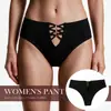 Tanga metálico hueco sin costuras de cintura media estilo deportivo para mujer, cómodo, de algodón, sexy, suministro transfronterizo para mujer