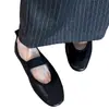 Versión de piel de oveja 2026 nuevos zapatos Mary Jane cuadrados poco profundos estilo vintage para mujer, zapatos casuales de cuero genuino sin cordones para ir al trabajo