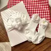 Conjunto de Chapéu e Meias para Bebê Menina, Chapéu de Tricô com Coroa Floral, Chapéu com Proteção para Moleira de Recém-Nascido, Chapéu Indiano