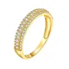 Anillo Europeo y Americano de Plata S925 con Diamante Completo con Anillo de Moissanita Moda Europea y Americana Anillo Doble de Diamante Simple para Mujer