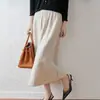 26 Nova Saia de Lã Tricô Pura Feminina Outono/Inverno com Cintura Elástica, Estilosa Saia de Lã em Linha A com Barra Larga, Efeito Emagrecedor