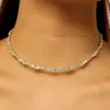 Conjunto de Duas Peças de Colar Gargantilha e Pulseira Zircônia Pérola Luxo Leve, Conjunto de Corrente para Clavícula Estilo Francês para o Dia a Dia, Acessórios para Noiva