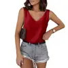 2023 Europeo y Americano Amazon chaleco de satén liso cuello en V casual sin mangas camisa de verano básico