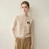 Cárdigan de Cachemir para Mujer % Cachemir Puro Otoño/Invierno Nuevo Casual Cuello Redondo Versátil Tejido Bordado Suéter Abrigo