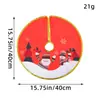 Falda para árbol de Navidad transfronteriza con borde dorado, estampado creativo de Papá Noel, delantal decorativo para base de árbol de Navidad