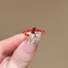 Anel Aberto de Abóbora com Gotejamento de Óleo e Zircônia Galvanizado a Ouro 18K Real, Novo Anel Elegante de Dedo Indicador Estilo Chinês, Joia Versátil de Luxo Leve