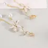 Pendientes de Flor Nueva de 25 Años Pendientes Largos con Borla de Perla Mismo Estilo que las Celebridades de Internet Japonesas y Coreanas Gancho de Oreja Femenino Clip para Oreja