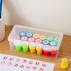 Estuche de lápices con compartimento de escritorio, caja de almacenamiento de plástico con sello para niños con tapa, mini caja de almacenamiento de papelería multifuncional transparente