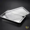 Bandeja de té de acero inoxidable engrosada, bandeja perforada para vaporizar, bandeja de drenaje con agujeros pequeños, bandeja rectangular, bandeja de servicio comercial, bandeja para filtrar aceite y plato de servicio