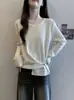 Ropa de otoño para mujer de talla grande: suéter elegante de cuello redondo con un diseño único, que presenta un corte favorecedor y un efecto adelgazante