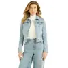 Fábrica de Origem ODM de Lote Pequeno Jaqueta Jeans Feminina Jaqueta Jeans Feminina Fábrica Personalizada Personalização