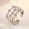 Exportar a Europa y América Anillo Sencillo Blanco Estrella de Diamante AliExpress wish Joyería de Circonita Diamante Caliente