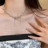 Cadena de Clavícula de Zircón de Perla Plateada Rota para Mujer Diseño Nicho de Alta Gama Collar de Lujo Accesible Accesorios Populares Dulces Cool Sexys